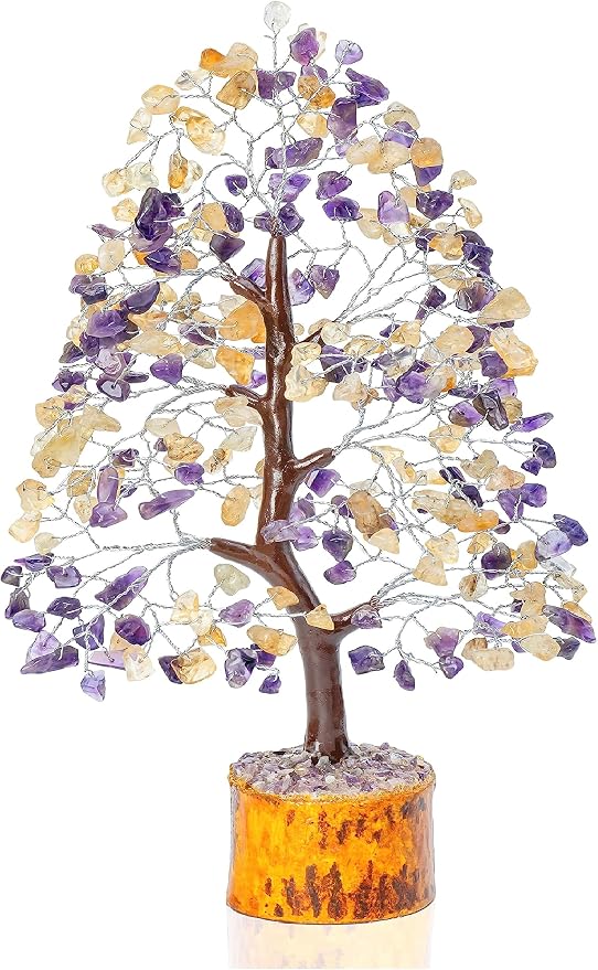 Crocon® Amethyst & Citrine Crystal Tree of Life for Unique Gifts for Mom, Dad, Home and Office Decor, Handmade Gemstone Healing Crystals Tree for Positivity, Good Luck, Birthday Gifts for Women, Men