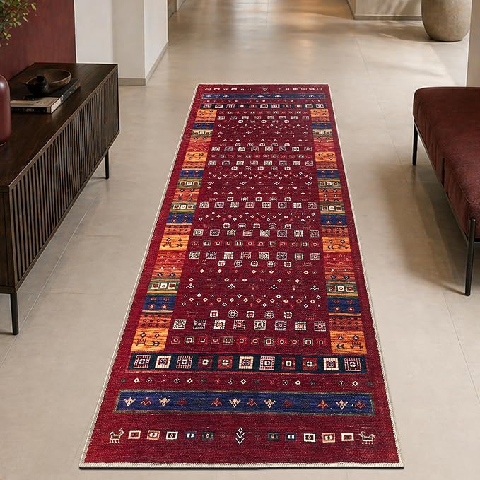 Keen Home Design 30"x144" Rug - Machine Washable Runner Rug with Non-Slip Backing, Ideal for Hallway, Entryway, Kitchen, Laundry Room - Vintage, Easy Clean, Durable, Low Pile - (2'6" x 12')