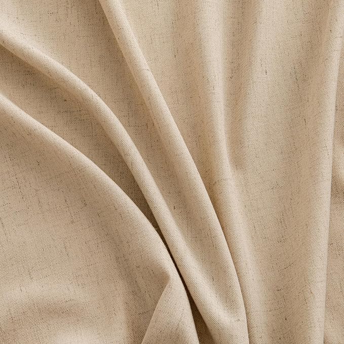 MIULEE Non-See-Through Privacy Linen Curtains 52Wx108L Inch Light Brown | 2 Panels, Light Filtering, Semi Sheer Window Curtains, Farmhouse Textured, Back Tab Drapes for Bedroom Living Room