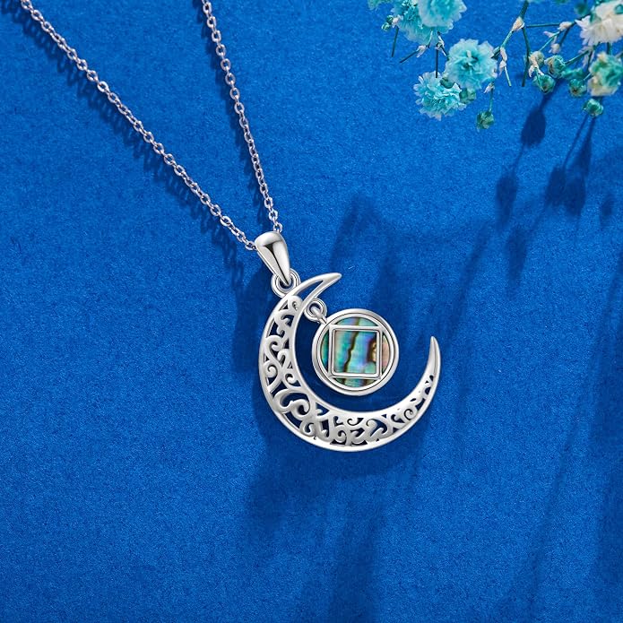 Sobriety Alcoholics Anonymous Necklace Sterling Silver AA Thors Hammer/Moon Pendant Recovery Symbol Jewelry for Women Her