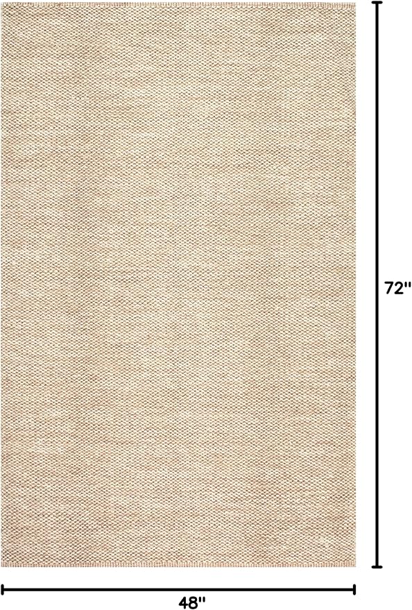 nuLOOM Alessi Tan Solid Hand Woven Area Rug, 4' x 6' | Nuloom Alessi Solid 4' x 6' Area Rug for Living Room Bedroom Dining Room, Tan