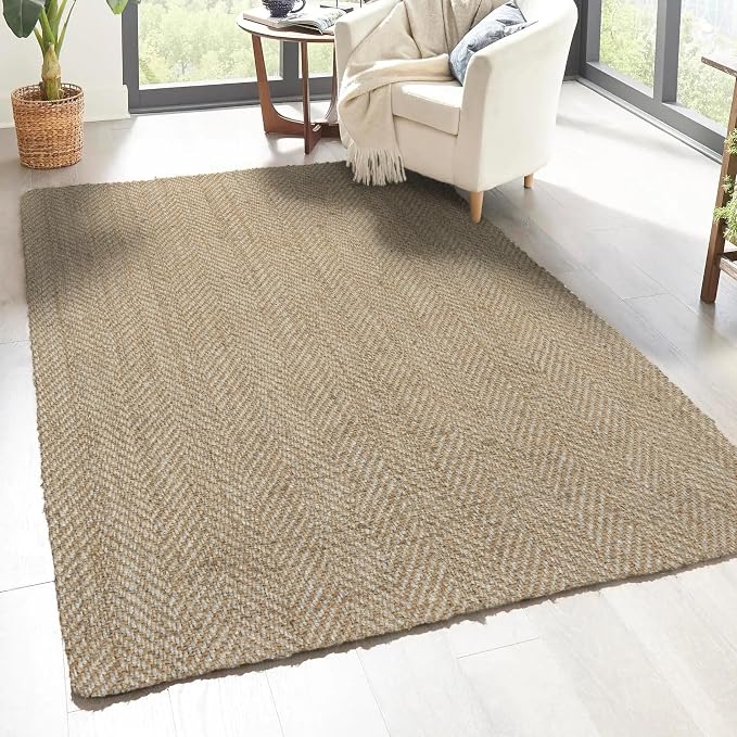 JONATHAN Y Espina Hand Woven Herringbone Chunky Jute Ivory Indoor Area Rug, 5x8, Bohemian, Cottage, Easy-Cleaning for Living Room, Bedroom, Kitchen, Pet Friendly, Non-Shedding (NFR101B-5)