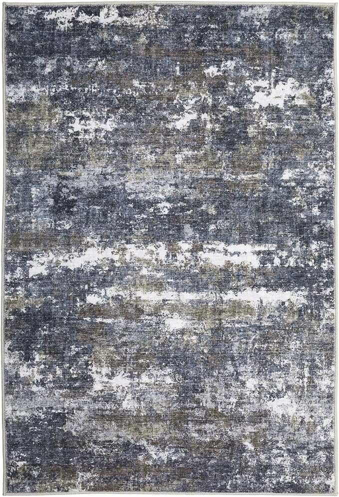 ROYHOME Abstract Rugs 9x12 for Bedroom Living Room Machine Washable Indoor Large Floor Carpet with Non Slip Backing Stain Resistant Grey Brown