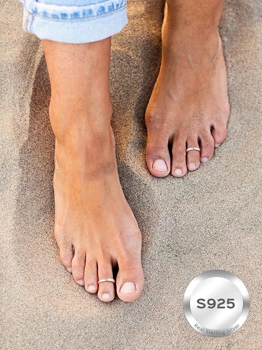 ChicSilver Toe Rings for Women 925 Sterling Silver Toe Ring Hypoallergenic Adjustable Open Rings for Women Summer Jewelry