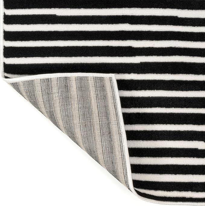 JONATHAN Y Hallie High-Low Curve Black/White 8x10 Indoor Area Rug, Minimalist Geometric, Modern, Non-Shedding, Stain Resistant for Bedroom, Living Room, Kitchen (SCN100F-8)