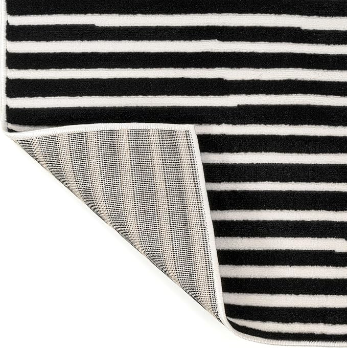 JONATHAN Y Hallie High-Low Curve Black/White 5x8 Indoor Area Rug, Minimalist Geometric, Modern, Non-Shedding, Stain Resistant for Bedroom, Living Room, Kitchen (SCN100F-5)