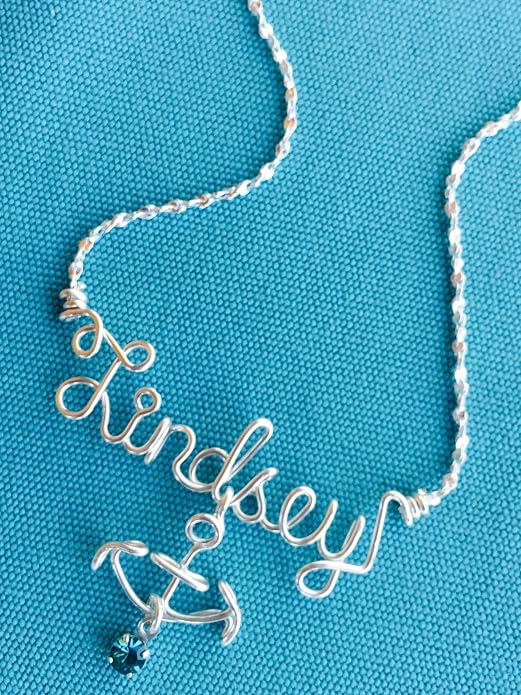 Personalized Nautical Necklace or Anklet~Silver or Gold~Anchor~Sailing~Charm w/Birthstone~Any Name~Handcrafted Custom Jewelry