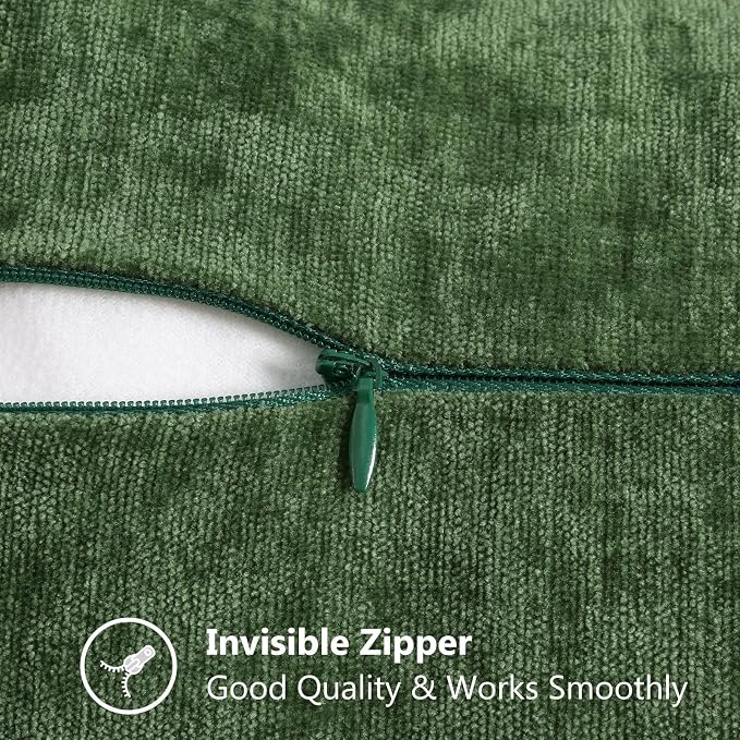 decorUhome Soft Chenille Throw Pillow Covers 16x16 Set of 2 Forest Green | Fall Textured Decorative Throw Pillow Cases Stitched Edge Modern Farmhouse Luxury Boho Velvet for Couch Sofa Bed Home Decor