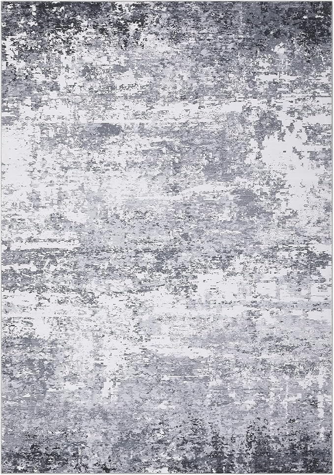 ROYHOME Modern Abstract 2x3 Area Rug Non Slip Non Shedding Low Pile Stain Resistant Rug for Entryway Kitchen Bedroom,Light Grey