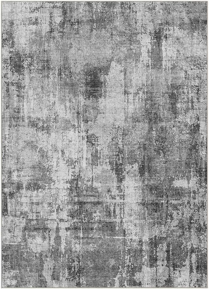 DMOYEST 6x9 Area Rug - Washable & Non Slip Indoor Rug for Living Room, Kid & Pet Friendly Abstract Low Pile Soft Carpet for Bedroom and Dining Room - Black