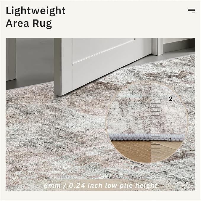 Soalmost Runner Rug 2x10 Washable Non-Slip Hallway Runner Rugs for Kitchen Bathroom Laundry Room Pink/Grey Vintage Floor Carpet Runners for Hallways Entryway