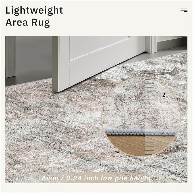 Soalmost Runner Rug 2x12 Washable Non-Slip Hallway Runner Rugs for Kitchen Bathroom Laundry Room Pink/Grey Vintage Floor Carpet Runners for Hallways Entryway