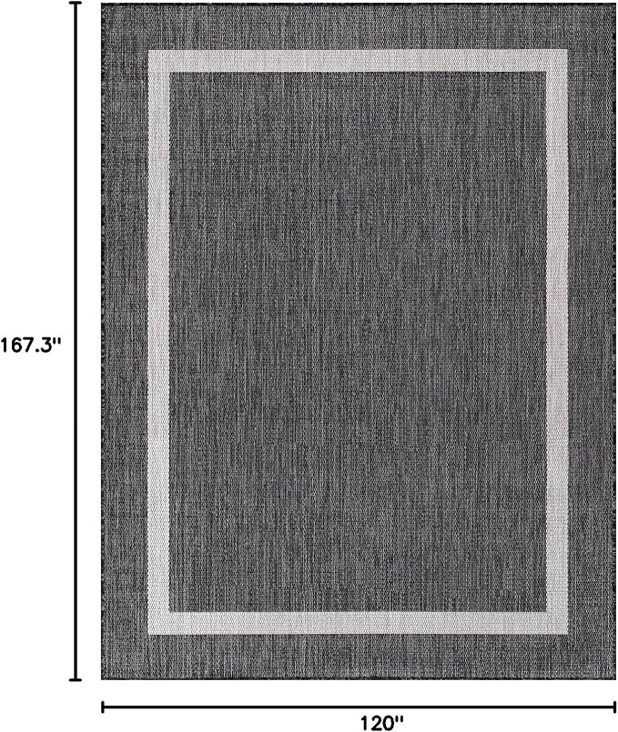 Luul Home Bordered Outdoor Rug 10x14 Washable Outside Carpet for Indoor Patio Porch Waterproof Easy Cleaning Non Shedding Area Rugs Gray 10 x 14