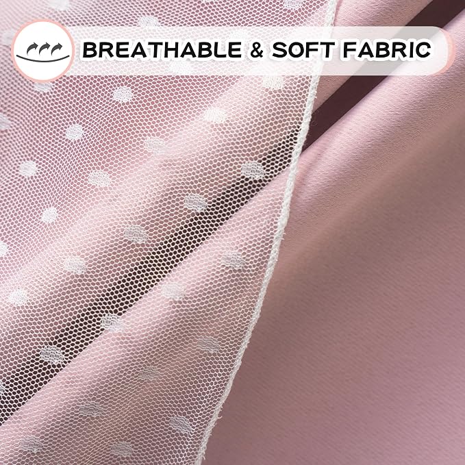 MYSKY HOME Pink Blackout Curtains for Girls Bedroom & Nursery Kids Blush Princess Double Layer Drapes, Polka Dots Sheer, Grommet Tops, 52x84 Inch, 2 Panels