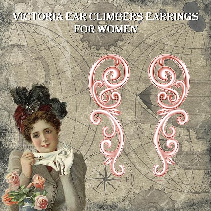 Ear Climbers Earrings for Women Sterling Silver Vintage Ear Crawler Earrings Jewelry Gifts for Women