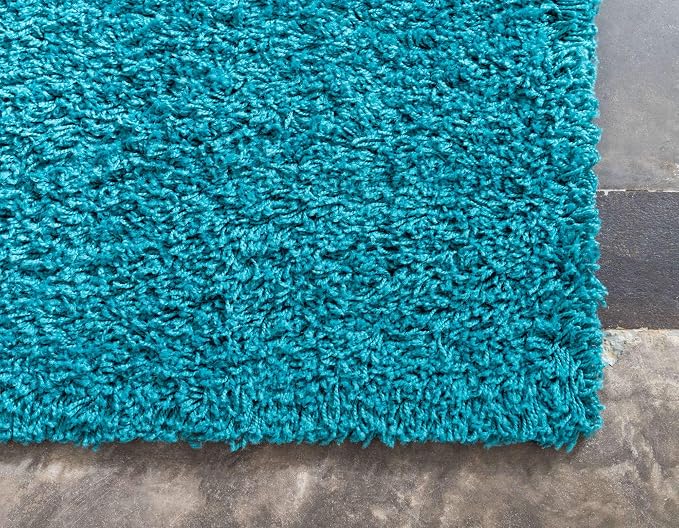 Unique Loom Solid Shag Collection Area Rug (2' 2" x 3' 1" Rectangle, Deep Aqua Blue)