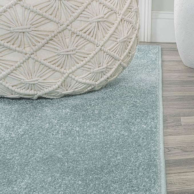 JONATHAN Y Haze Solid Low-Pile Aqua Blue 3x5 Oval Indoor Area Rug, Coastal,Bohemian,Minimalist,Classic, Easy-Cleaning for Living Room,Bedroom,Kitchen,Pet Friendly,Non-Shedding (SEU100S-3OV)