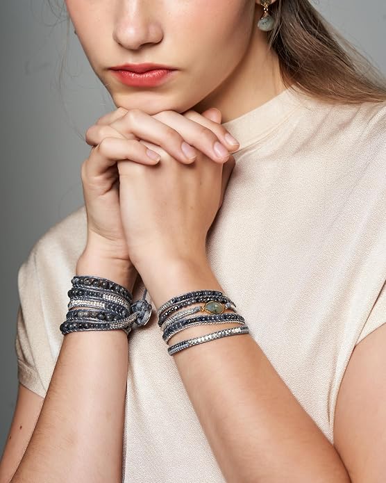 Bracelet for Women – Handmade Vegan Boho Natural Stone Layered Bracelet, Thailand Bohemian Stackable Beaded Wrap Bracelets, Summer Hippie Bracelet Stack, Fashion Jewelry Gifts