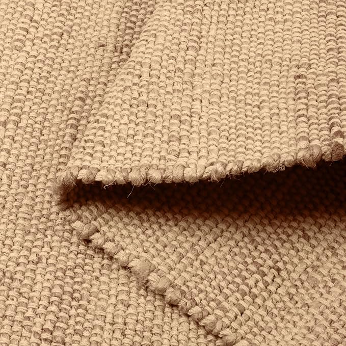 Handwoven Jute and Cotton Area Rug - Natural Rug, Farmhouse Accent Rug for Living Room, Bedroom, or Entryway - Sustainable, Flatweave - (6x9 Natural)