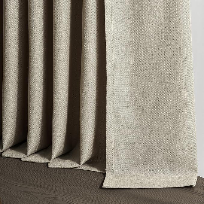 Topfinel 63 Inches Long Pinch Pleated Semi Sheer Curtains,Grey Beige Linen Blended Light Filtering Window Curtains 63 Length 2 Panels for Living Room Bedroom Pinch Pleat Drapes with Hooks,40" Wx63 L