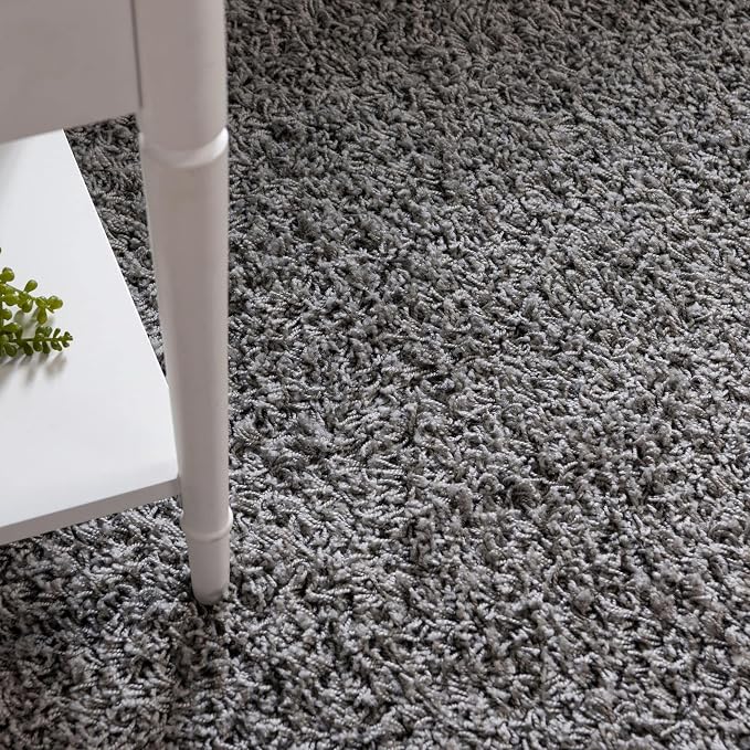 Unique Loom Solid Shag Collection Area Rug (5' 1" Square, Cloud Gray)