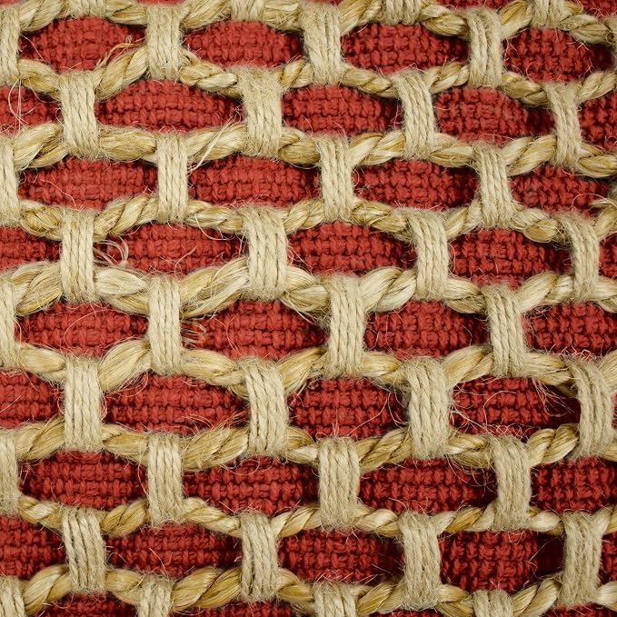 Boho Living Jada Premium Woven Design, Decorative Throw, Living Room Décor, (2) 20" x 20" Pillow Covers with Insert, Rust 2 Count