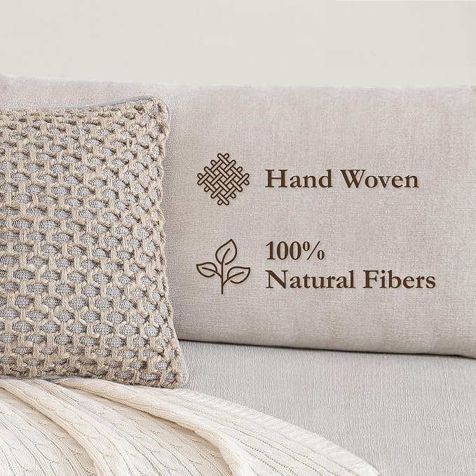 Boho Living Jada Decorative Throw, Includes Accent, Premium Woven Design, Living Room Décor, (2) 20" x 20" Pillow Cover with Insert, Grey