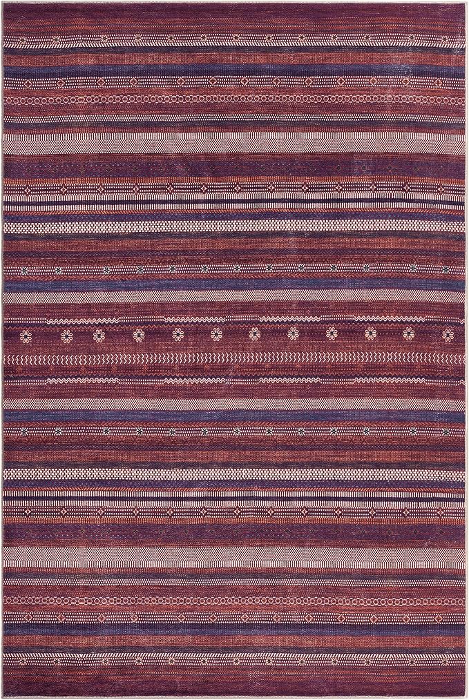 Keen Home Design 8x10 Rug - Machine Washable Area Rug with Non-Slip Backing, Ideal for Living Room, Dining Room, Bedroom - Vintage, Easy Clean, Durable, Low Pile Rug - (8' x 10')