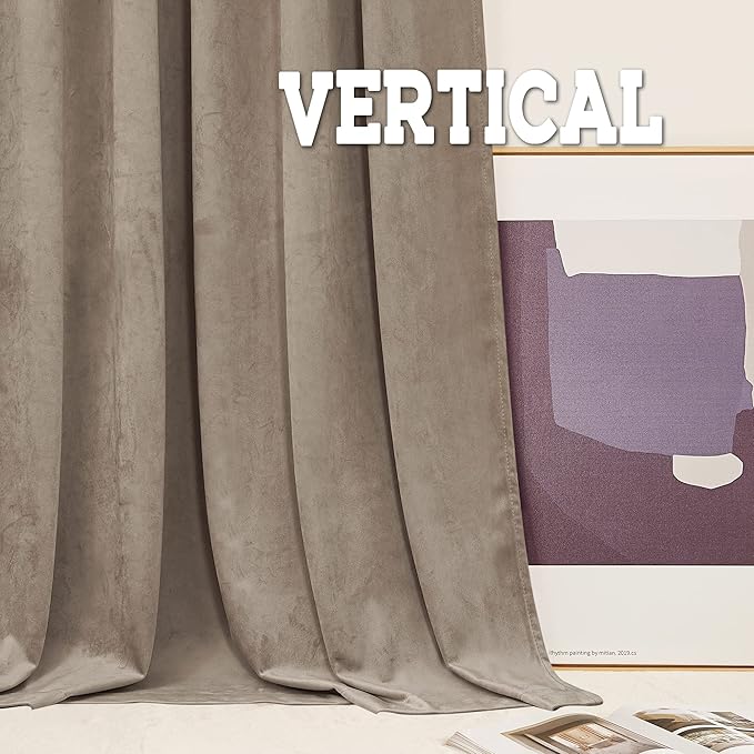 RYB Home Taupe Door Curtains Velvet - Back Tab Luxury Thermal Privacy Soft Backdrops 84 inches Long for Living Room Bathroom Bay Window, W42 x L84, 2 Panels Set