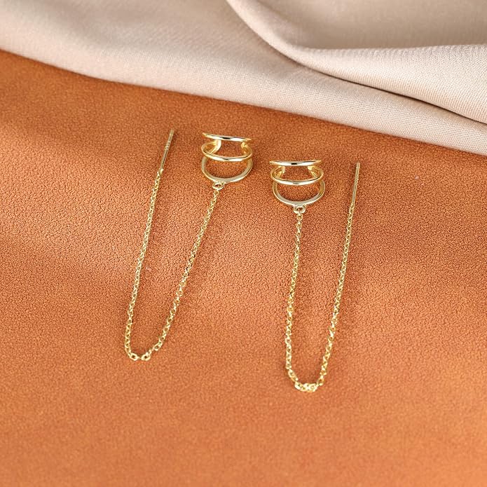 SLUYNZ 925 Sterling Silver Ear Cuff Earrings Chain for Women Crawler Earrings Wrap Helix Climber Earrings