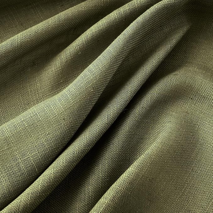 MIULEE Light Olive Green Linen Curtains 90 Inch Long 2 Panels for Bedroom Living Room, Soft Linen Textured Natural Window Drapes Semi Sheer Light Filtering Back Tab Rod Pocket Burlap Look Decor