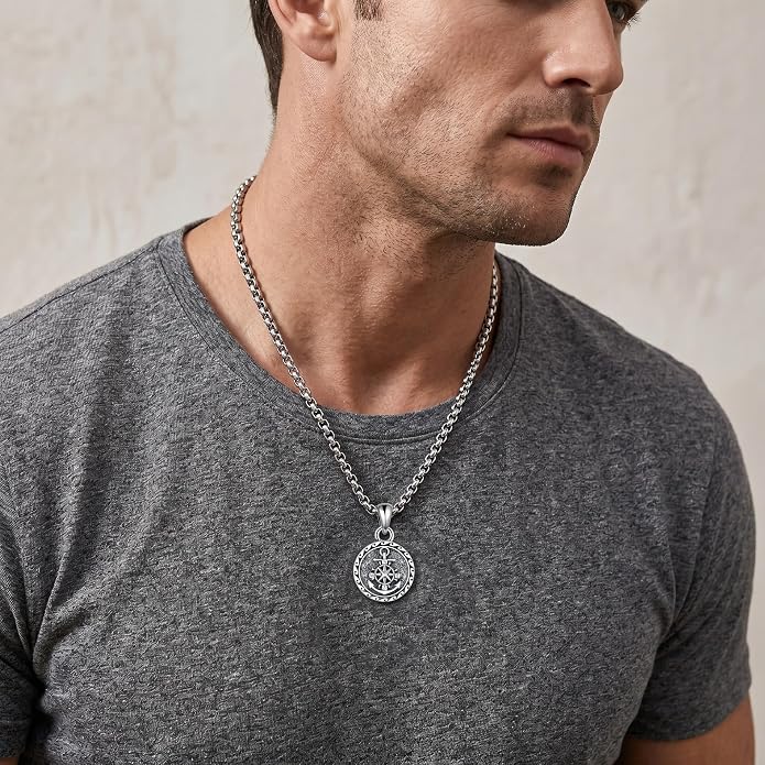 Lion/Anchor/Yggdrasil/Empty Tomb Pendant Necklace Stainless Steel 22+2 Chain Jewelry For Men Father Women Unisex