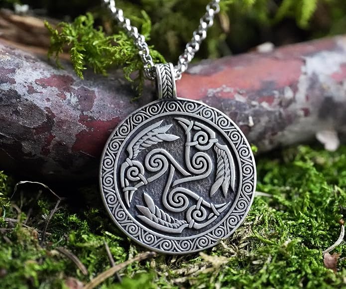 Baldur Jewelry - Viking Raven Crow Bird Necklace - Celtic Norse Odin Bird Raven Hugin Munin Pendant Necklace - Raven Wings Necklace - Raven Jewelry - Raven Skull Pendant - Raven Gifts