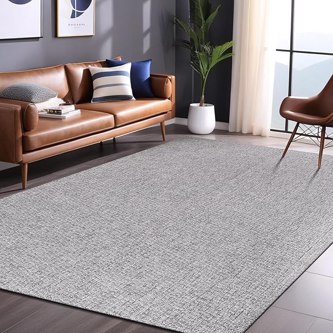 Luul Home Easy Jute Rugs 8x10 Gray Color Living Room Indoor Outdoor Area Rug for Farmhouse Patio and Kitchen Rug High Traffic Washable Easy to Clean Solid Boho Woven Design Outside Carpet (8 x 10)