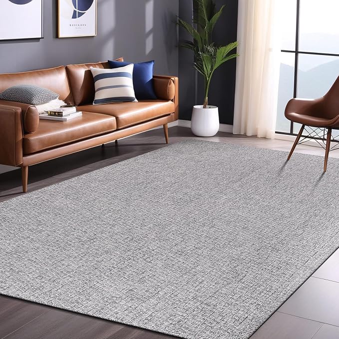 Luul Home Easy Jute Rugs 6x9 Gray Color Living Room Indoor Outdoor Area Rug for Farmhouse Patio and Kitchen Rug High Traffic Washable Easy to Clean Solid Boho Woven Design Outside Carpet (6 x 9)