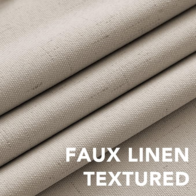 H.VERSAILTEX Linen Blackout Curtains Durable Thick Textured Linen Look 100% Blackout Patio Door Curtain Anti Rust Grommet Extra Wide Sliding Door Curtain Panel, Cobblestone, W100 x L96 inch