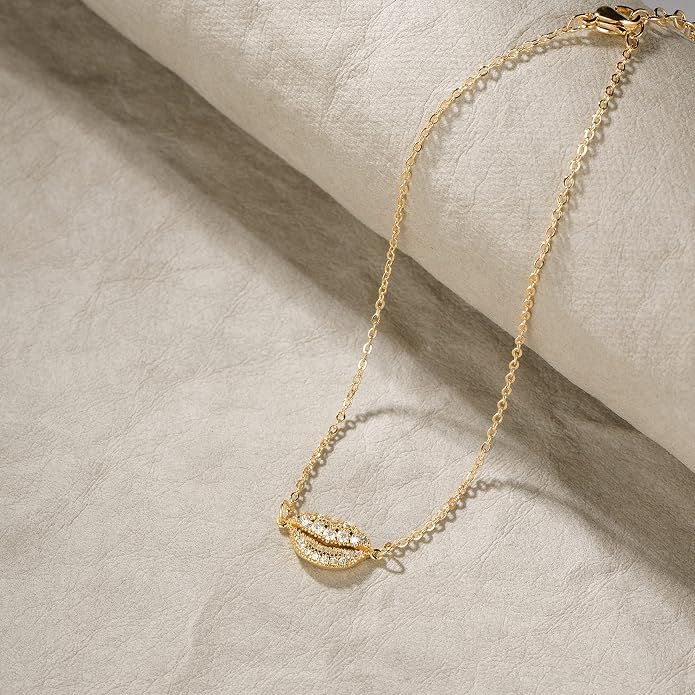 LOYATA Dainty Ankle Bracelet,14K Gold Plated Tiny Bead Anklet Dainty White Cubic Zirconia Cross Tassel Foot Chain Cute Lucky Moon Evil Eye Foot Jewelry Boho Anklets for Women