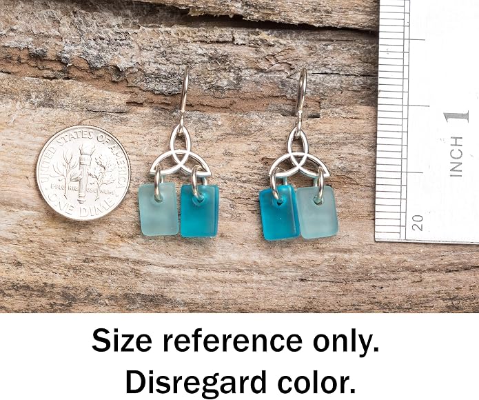Sea Glass Celtic Knot Earrings - Sterling Drop Beach Earrings for Women by EcoSeaCo, using recycled and sustainable material. Handmade in the USA