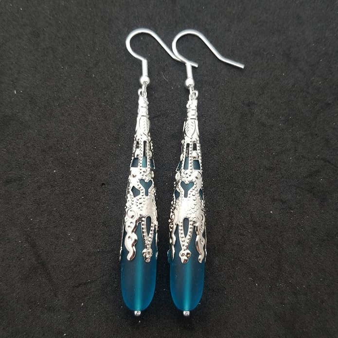 Handmade Sea Glass Earrings, Hawaiian Jewelry for Women, Long Teardrop Earrings Beach Jewelry, Sea Glass Jewelry For Women Birthday Gift For Her