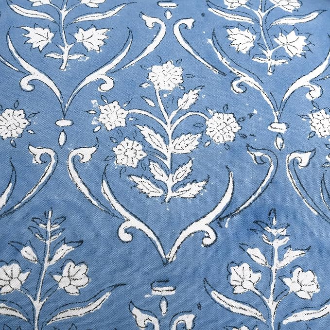Ridhi Block Print Cornflower Blue Pillow Cover 18" x 18" (Pack of 2) Decorative Couch Pillows for Living Room, Chic Boho Cute Outdoor Pillows Covers Gifts for Spring, Easter and Valentine