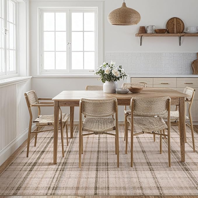 Tortania Area Rug Living Room Rugs - 10x14 Washable Large Soft Neutral Boho Moroccan Bohemian Farmhouse Rug Indoor Floor Carpet for Bedroom Under Dining Table Home Office Decor - Taupe