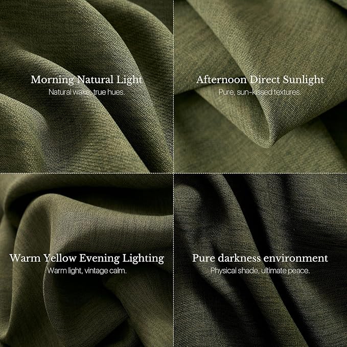 NICETOWN Linen Pinch Pleated Curtains - 90 inch Long with Hooks, Vintage Olive Dark Green 395GSM Room Darkening Wrinkle Resistant Drapes for Bedroom, Modern Home Decor (40" Wide, 2 Panels)