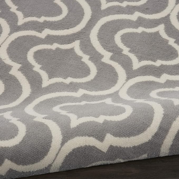 Nourison Home Jubilant Grey 8' x Round Area Rug - Easy Clean, Non Shedding, Bed Room, Living Room, Dining Room, Kitchen (8' x Round)