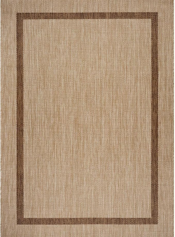 Luul Home Bordered Outdoor Rug 9x12 Washable Outside Carpet for Indoor Patio Porch Waterproof Easy Cleaning Non Shedding Area Rugs Jute Beige - Nut Brown 9 x 12