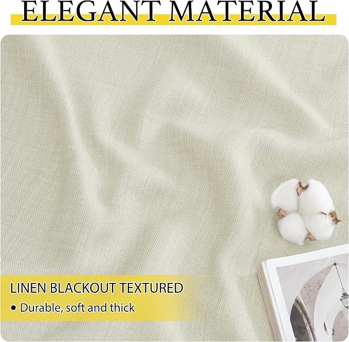 NICETOWN Natural Linen Room Darkening Curtain Valances for, Grommet Faux Linen Blend Short Curtains Thermal Insulated Window Tiers for Kitchen Over Sink, W52 x L30, Set of 2