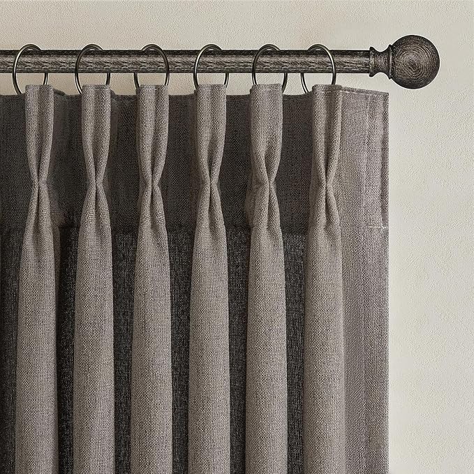 Memory Trained Pinch Pleated Flax Linen 102 Inch Extra Long Curtains for Kids Room, Chocolate Tart Semi Sheer Privacy Nursery Drapes 2 Panels Set Light Filtering Office Decorative Curtain Window Decor