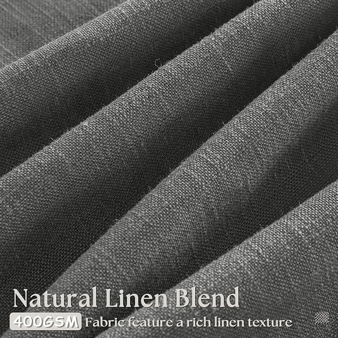 Charcoal Grey Pinch Pleated Linen Sheer Curtains 90 Inches Long 2 Panels | for Living Room Bedroom, Light Filtering, Pinch Pleat with Hooks Rings Back Tab, Dark Grey Modern Farmhouse, Memory Shape