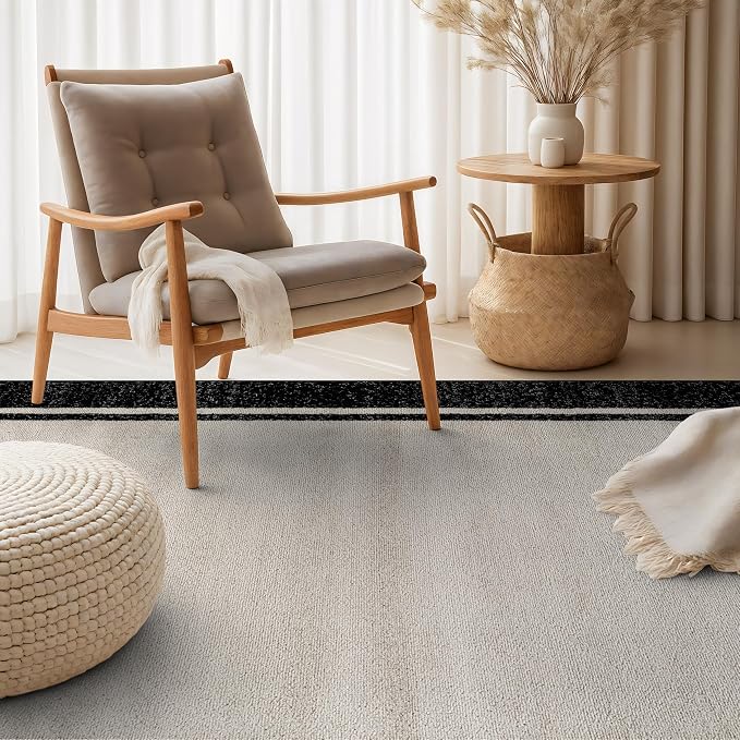 Rugshop Modern Transitional Bordered Area Rug for Living Room Cream 4' x 6'