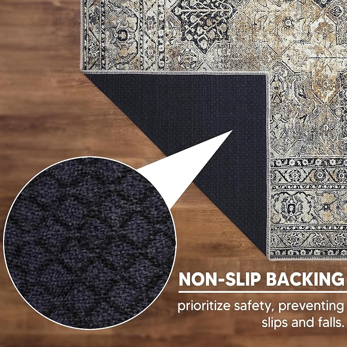 Keen Home Design 3x5 Rug - Machine Washable Entry Rug with Non-Slip Backing, Ideal for Enteryway, Kitchen, Bathroom, Laundry Room - Vintage, Easy Clean, Durable, Low Pile Rug - (3' x 5')