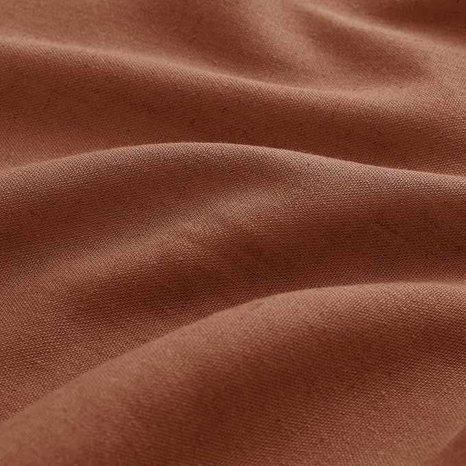Aersas Rust Pinch Pleated Linen Curtains 112 Inches Long for Living Room 2 Panels Set Pinch Pleat Drapes Back Tab Farmhouse Ceiling Floor 112 Inch Length Window Curtain Bedroom
